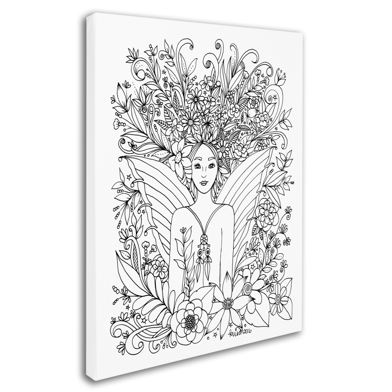 KCDoodleArt 'Fairies And Woodland Creatures 18' 14 X 19 Canvas Art