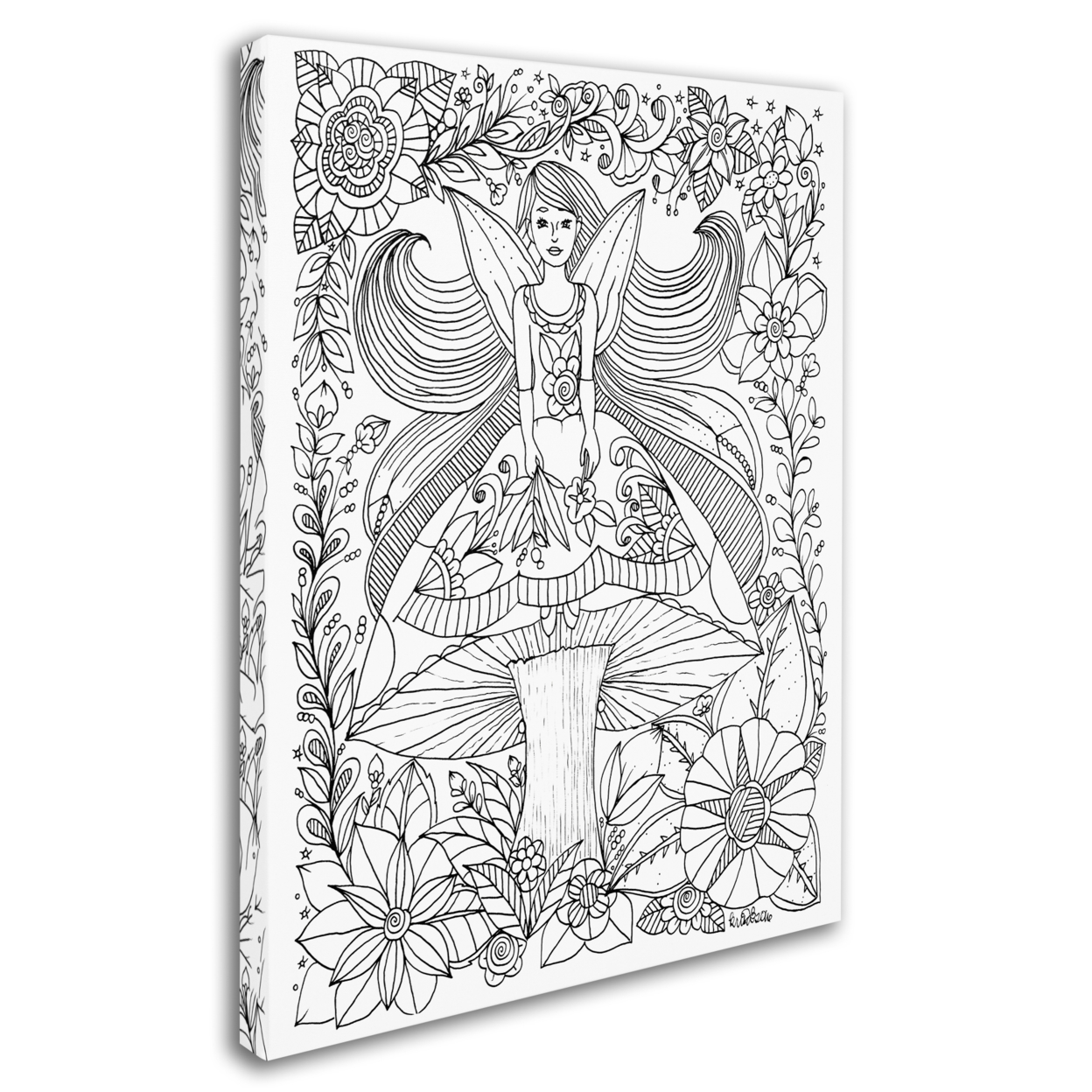 KCDoodleArt 'Fairies And Woodland Creatures 24' 14 X 19 Canvas Art