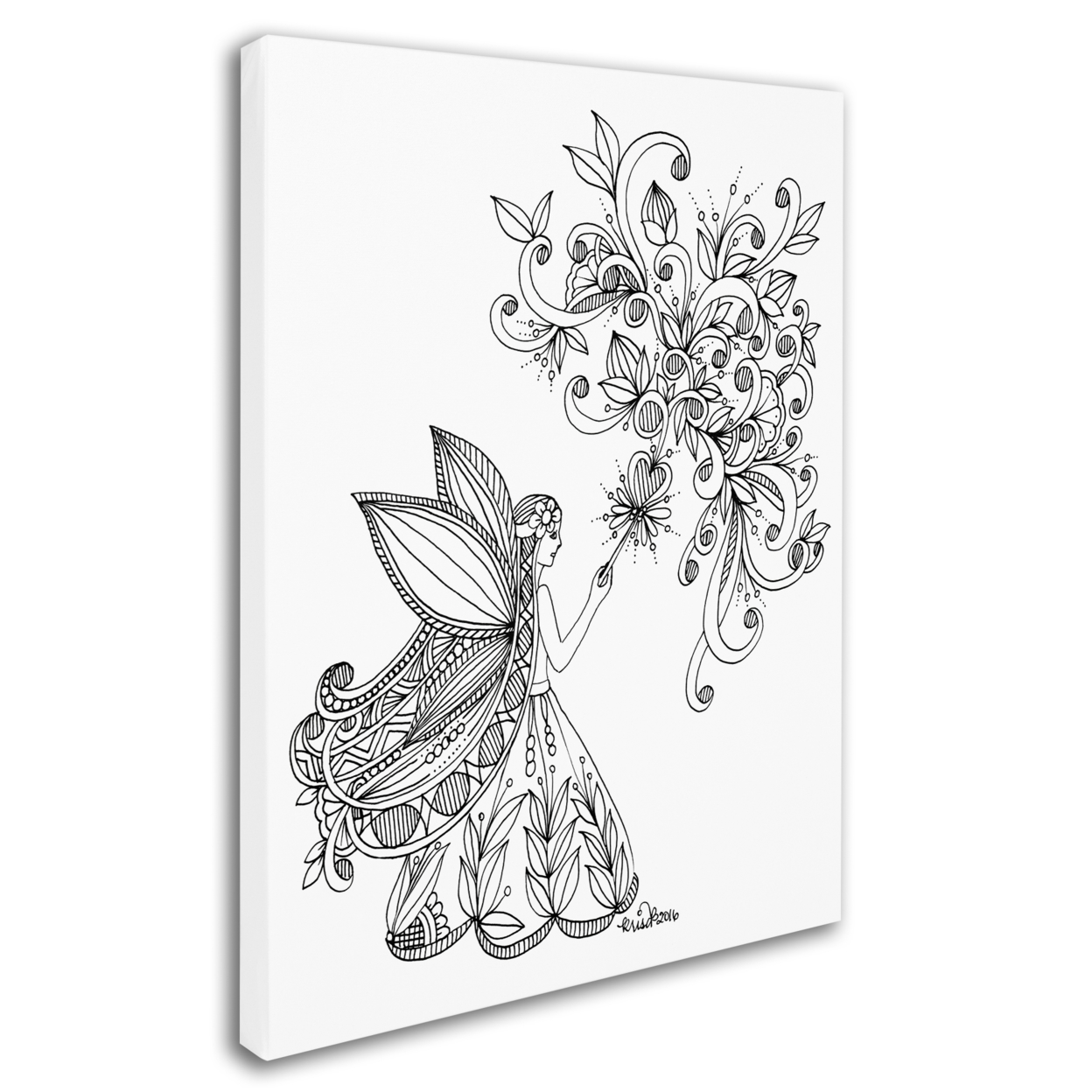 KCDoodleArt 'Fairies And Woodland Creatures 25' 14 X 19 Canvas Art