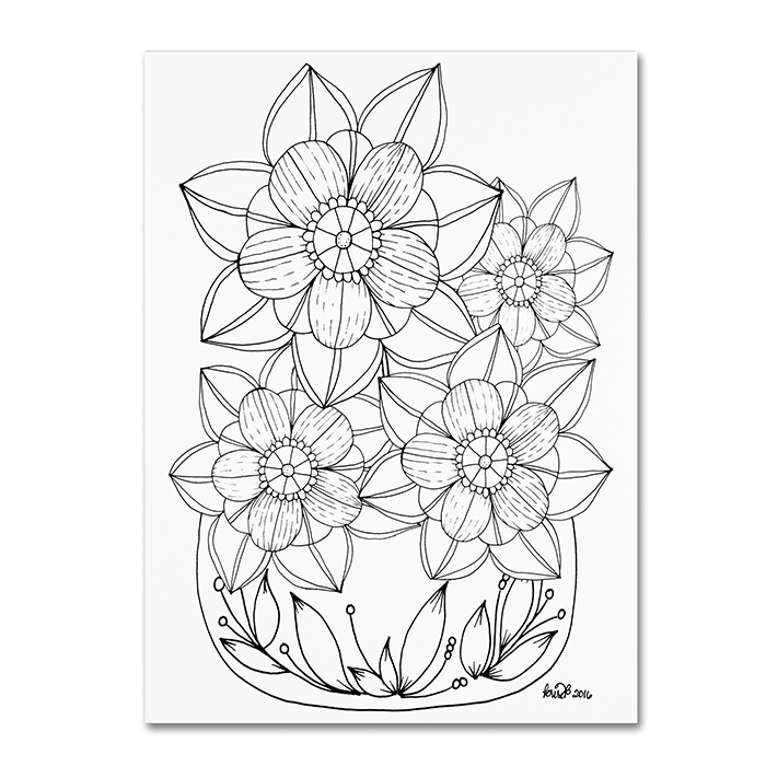 KCDoodleArt 'Flower Design 5' 14 X 19 Canvas Art