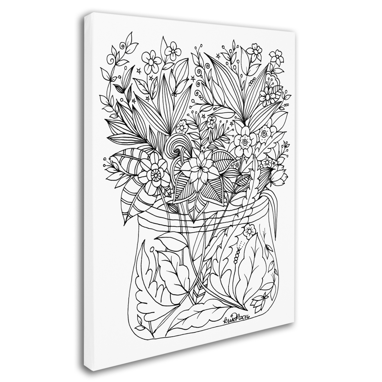 KCDoodleArt 'Flower Design 6' 14 X 19 Canvas Art