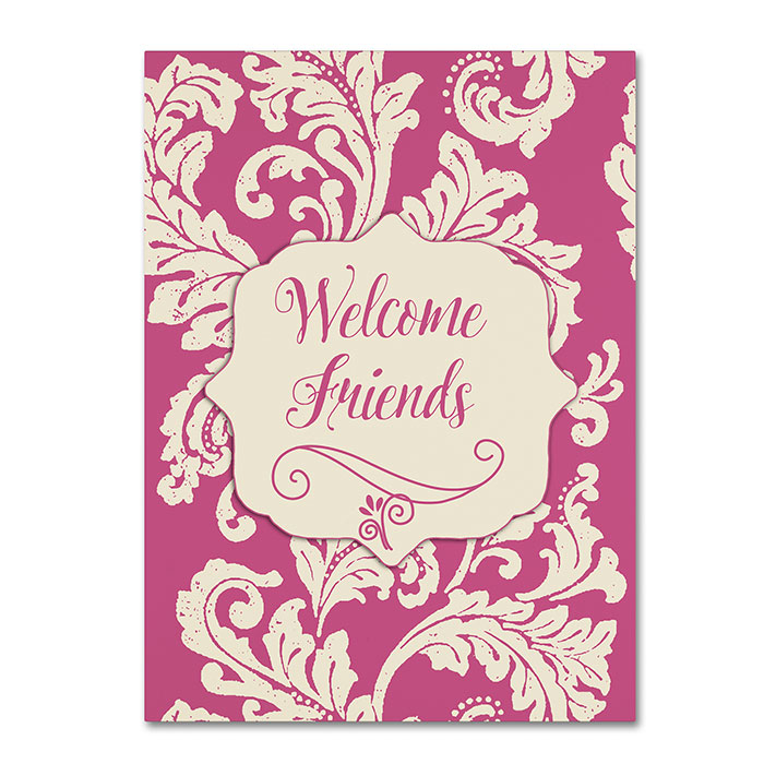 Color Bakery 'Welcome Flag Pink' 14 X 19 Canvas Art