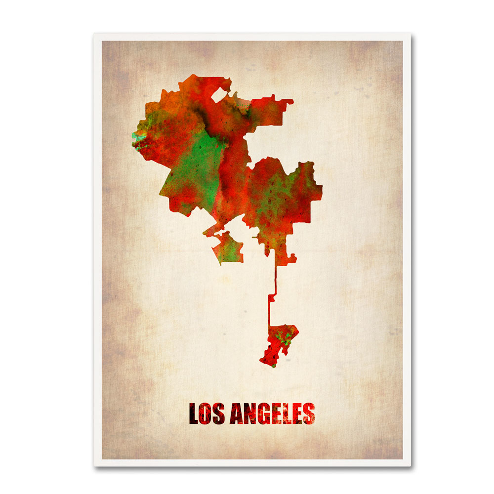 Naxart 'Los Angeles Watercolor Map' 14 X 19 Canvas Art