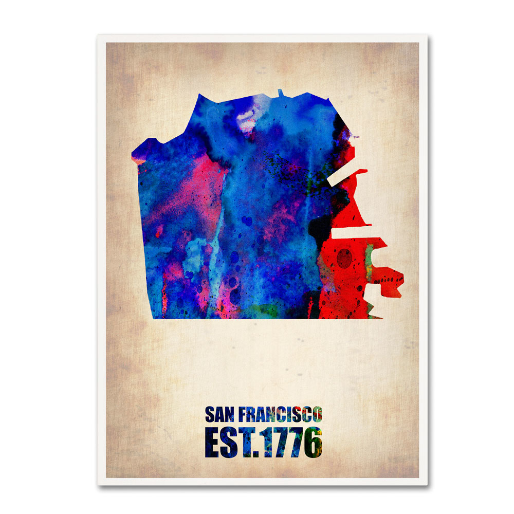 Naxart 'San Francisco Watercolor Map' 14 X 19 Canvas Art
