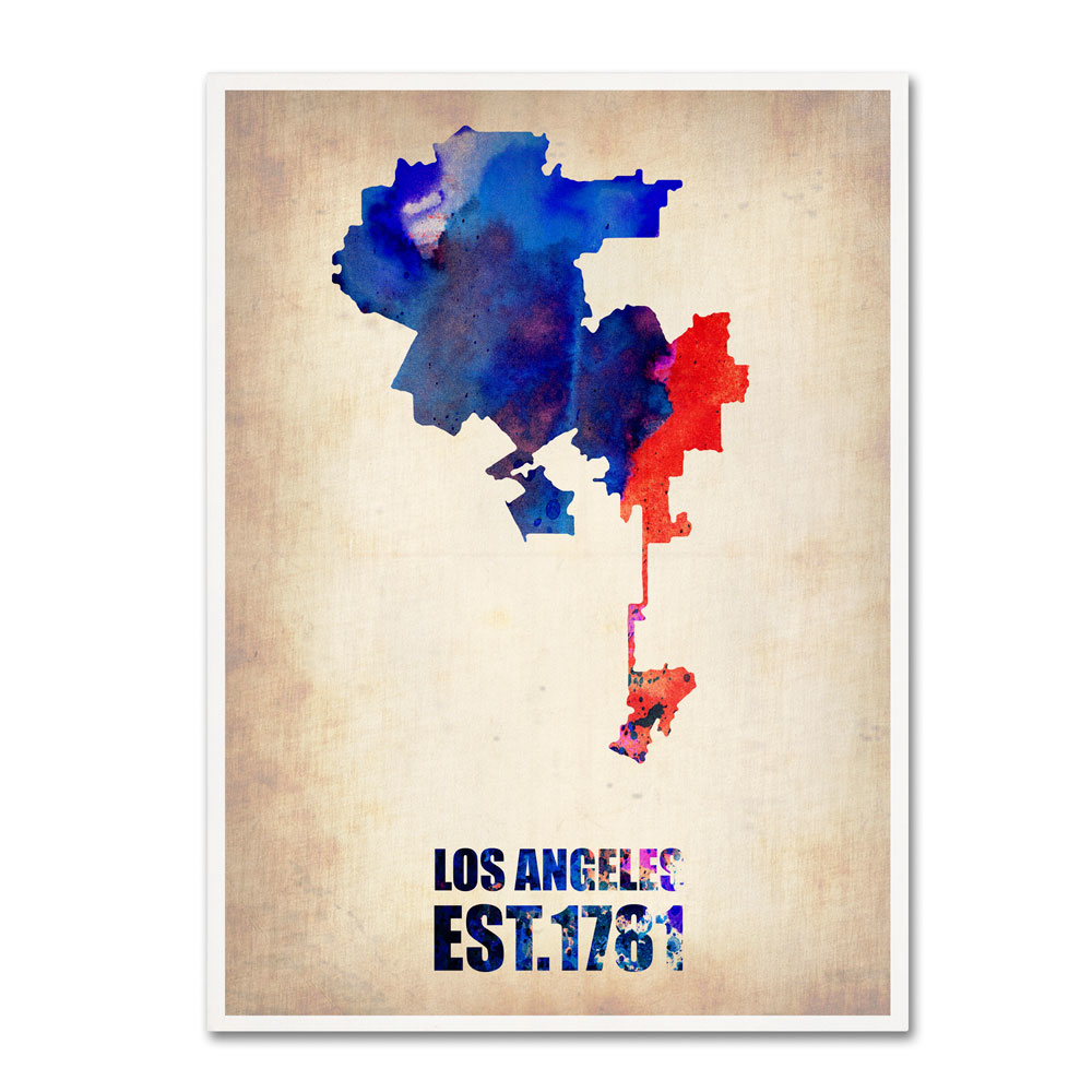 Naxart 'Los Angeles Watercolor Map 2' 14 X 19 Canvas Art