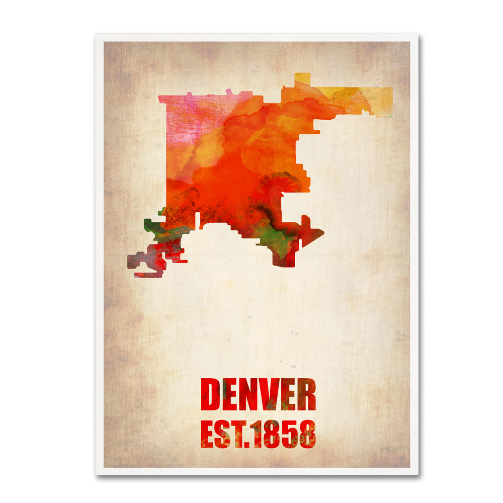 Naxart 'Denver Watercolor Map' 14 X 19 Canvas Art