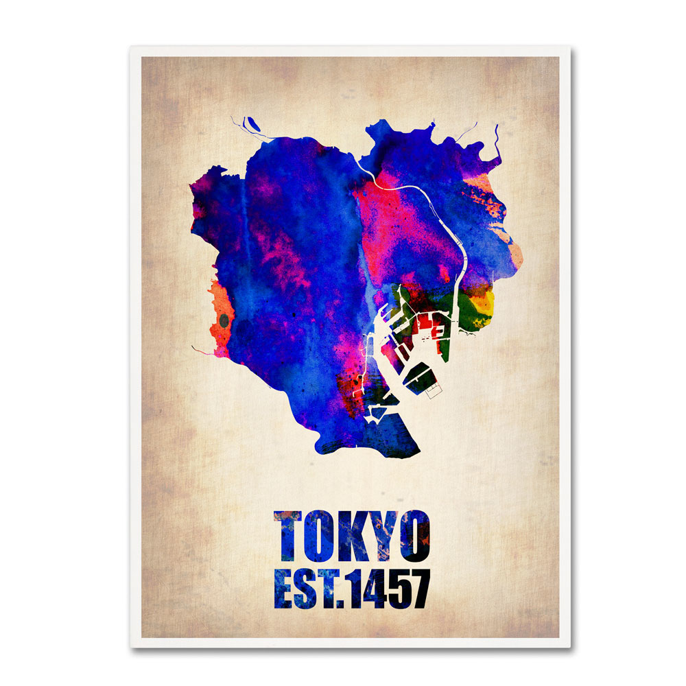 Naxart 'Tokyo Watercolor Map' 14 X 19 Canvas Art