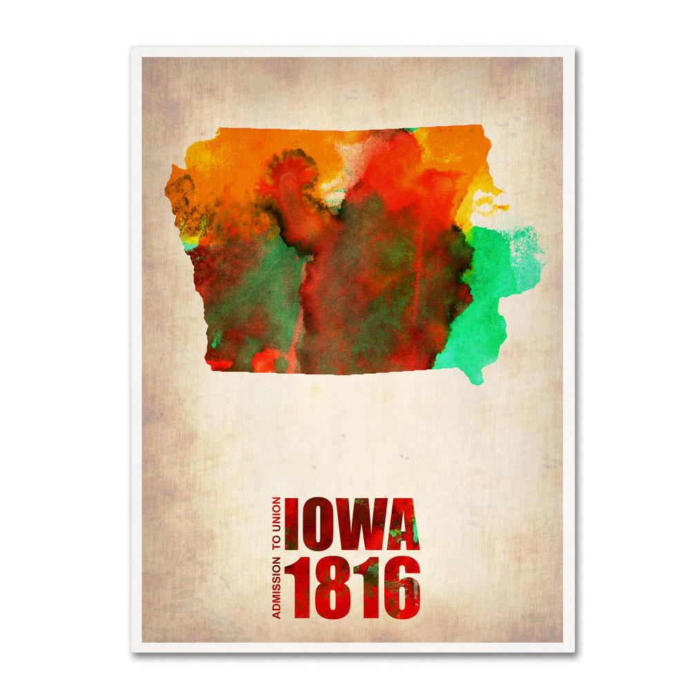 Naxart 'Iowa Watercolor Map' 14 X 19 Canvas Art