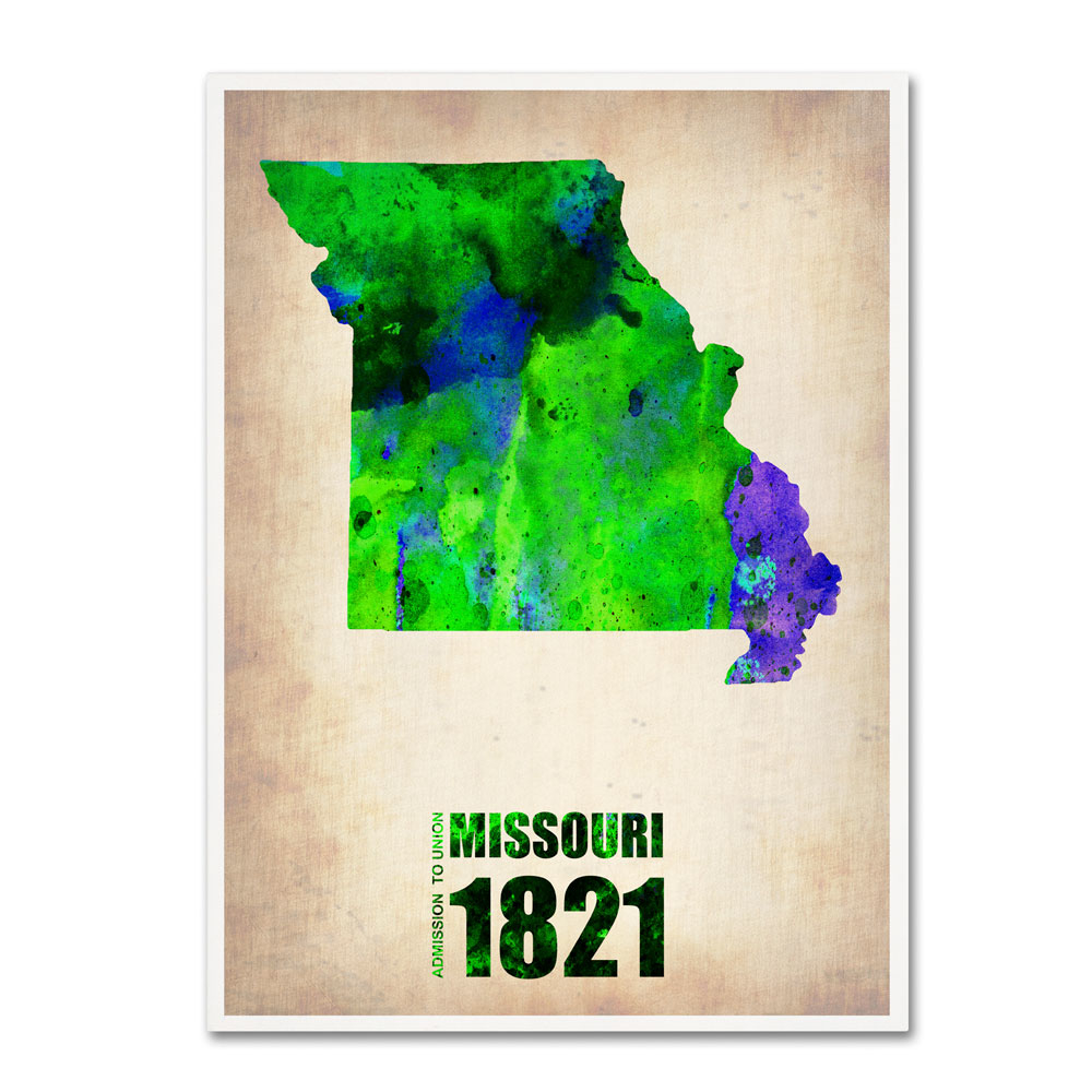 Naxart 'Missouri Watercolor Map' 14 X 19 Canvas Art