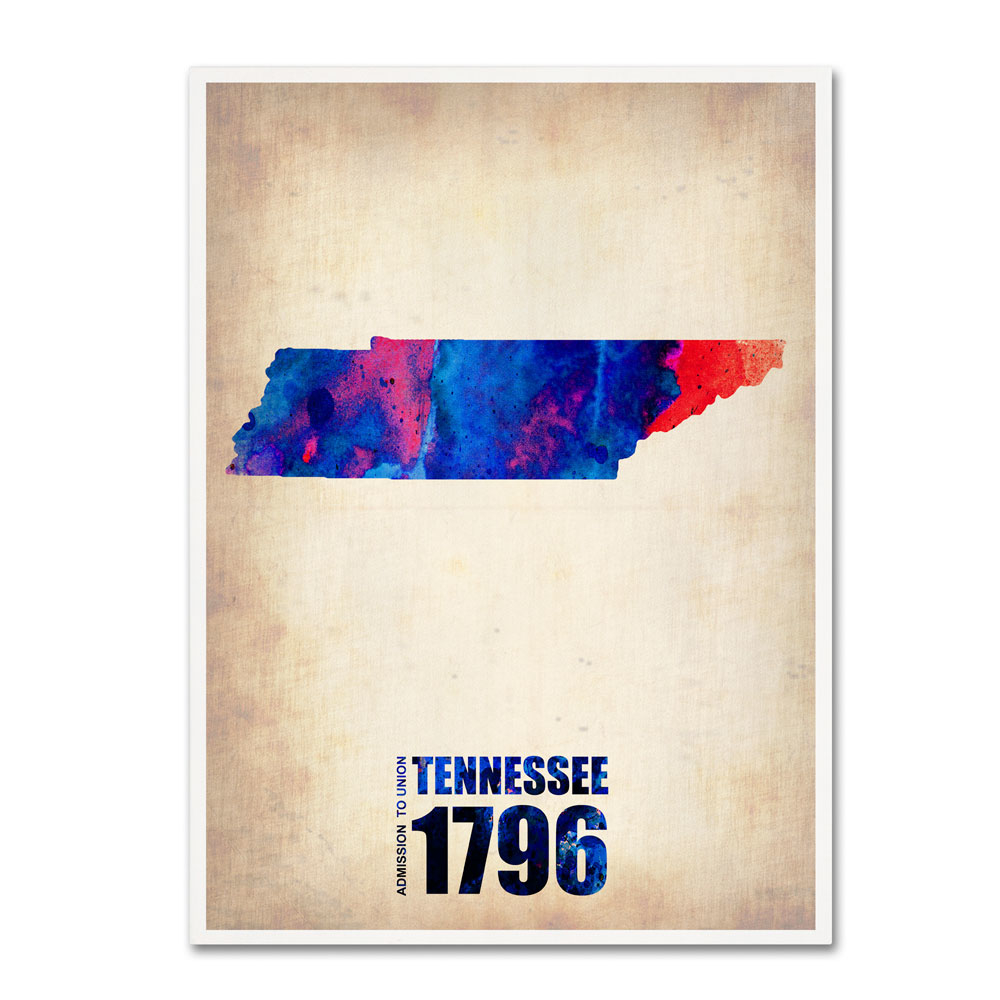 Naxart 'Tennessee Watercolor Map' 14 X 19 Canvas Art