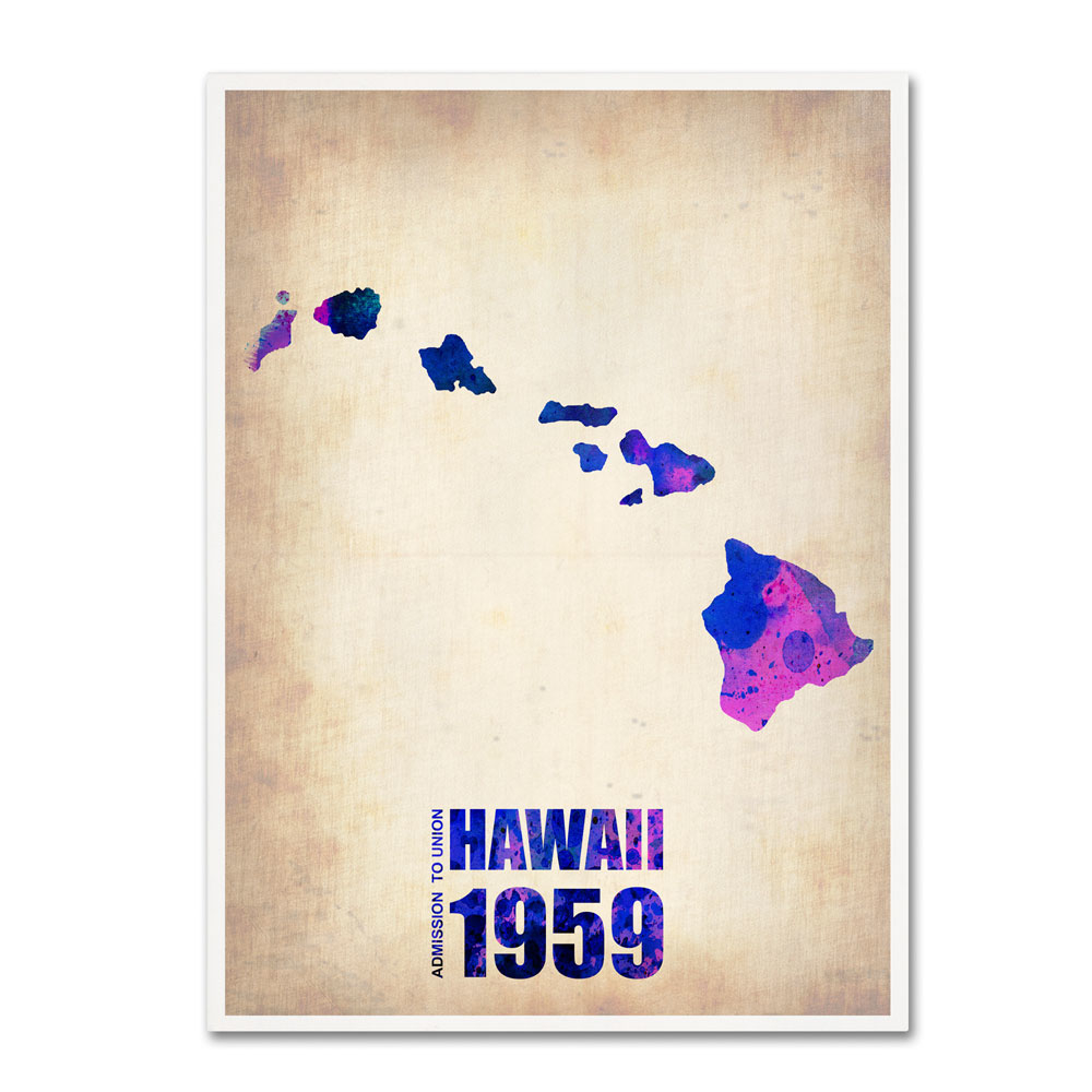 Naxart 'Hawaii Watercolor Map' 14 X 19 Canvas Art