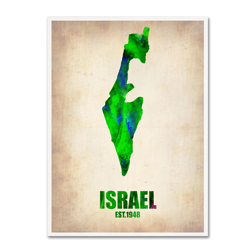 Naxart 'Israel Watercolor Map' 14 X 19 Canvas Art