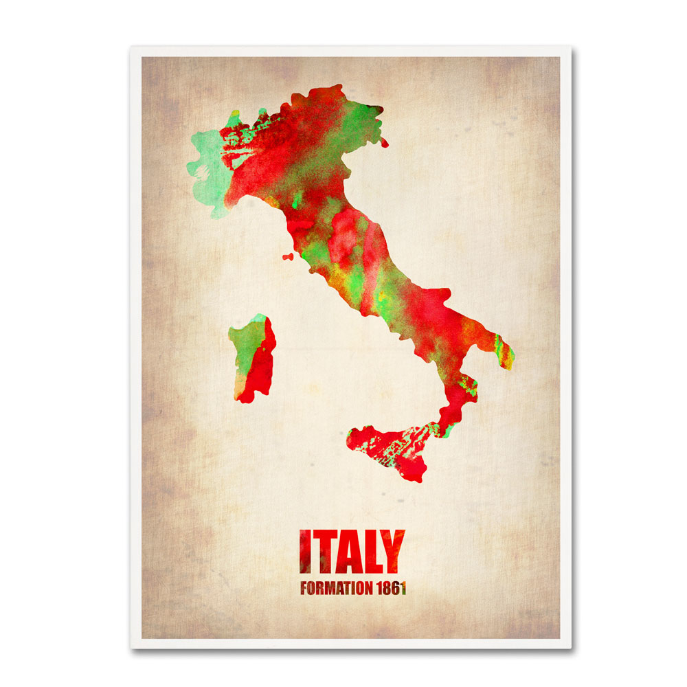 Naxart 'Italy Watercolor Map' 14 X 19 Canvas Art