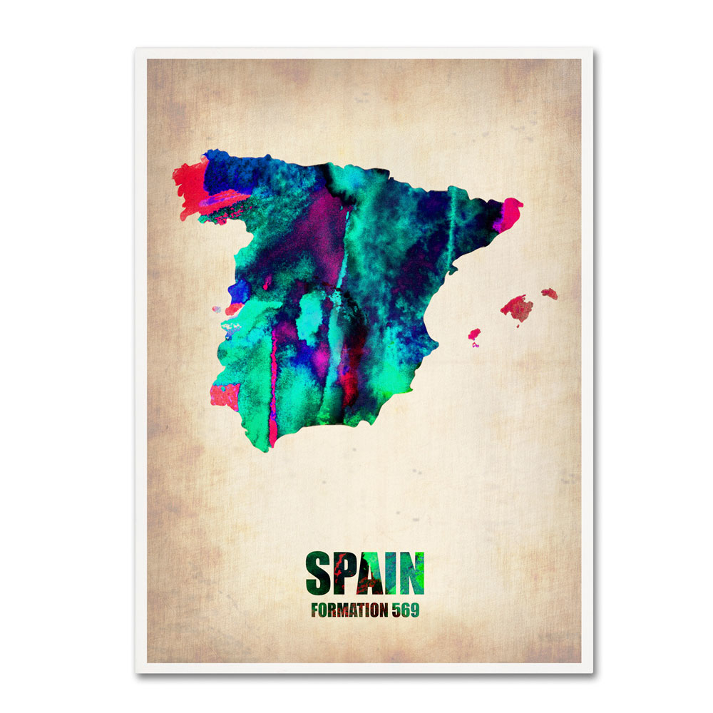 Naxart 'Spain Watercolor Map' 14 X 19 Canvas Art