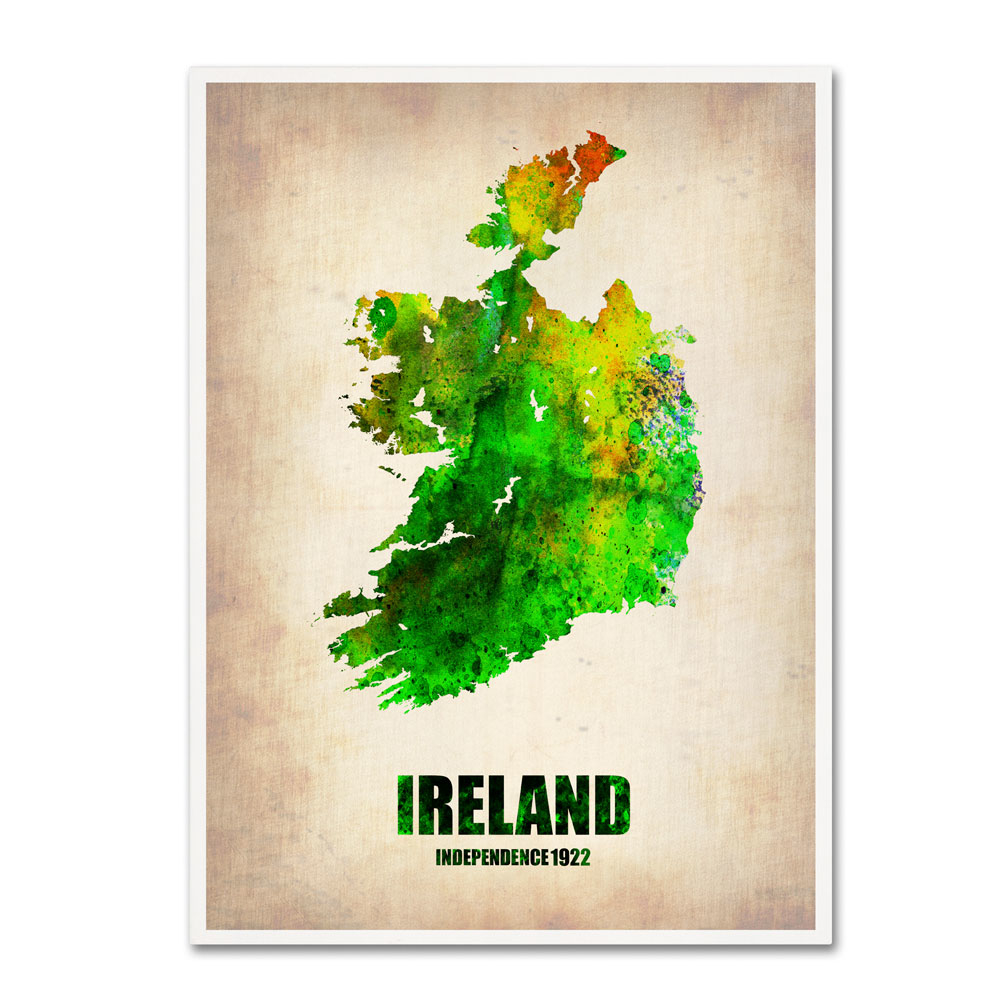 Naxart 'Ireland Watercolor Map' 14 X 19 Canvas Art