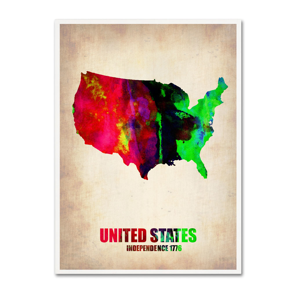 Naxart 'United States Watercolor Map' 14 X 19 Canvas Art