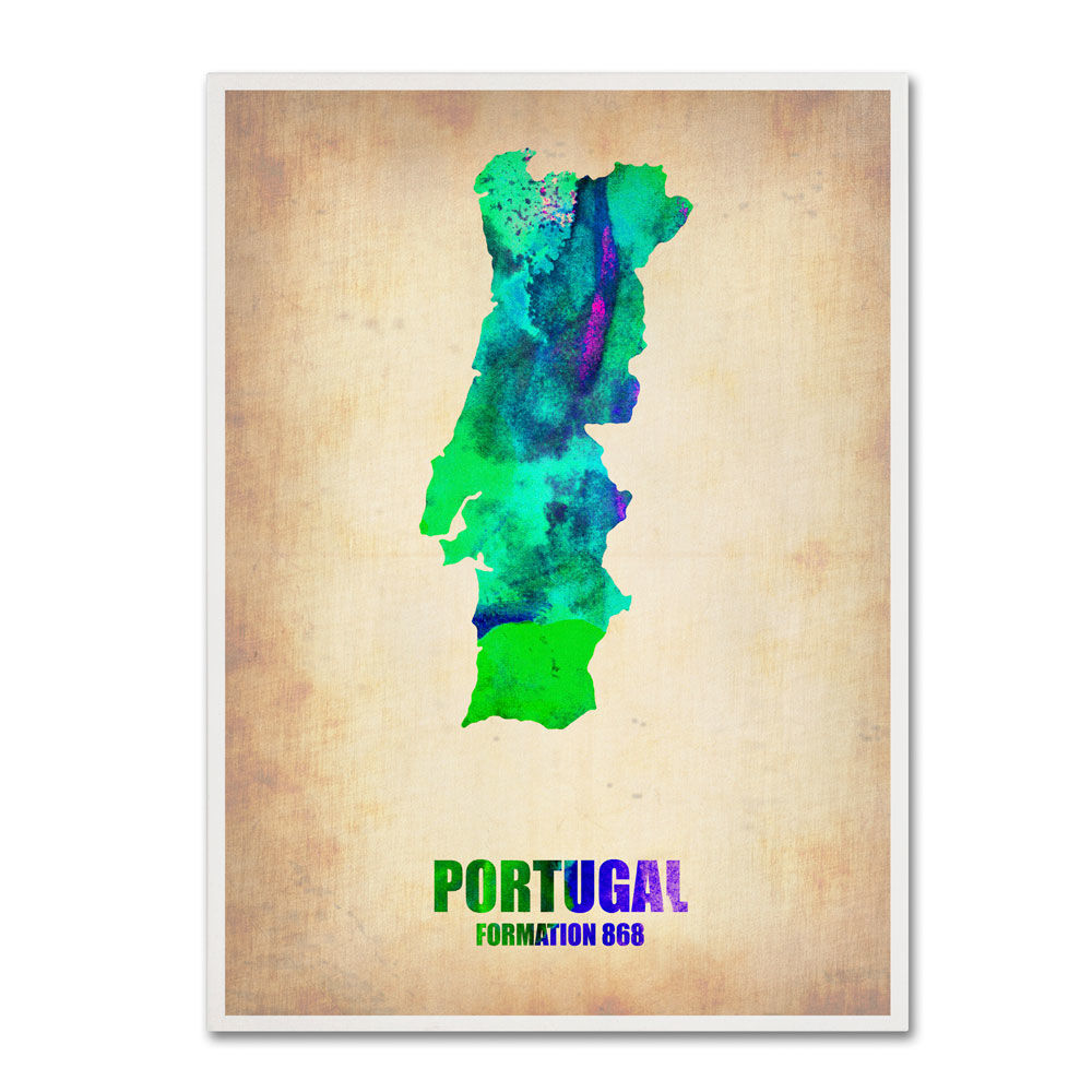 Naxart 'Portugal Watercolor Map' 14 X 19 Canvas Art