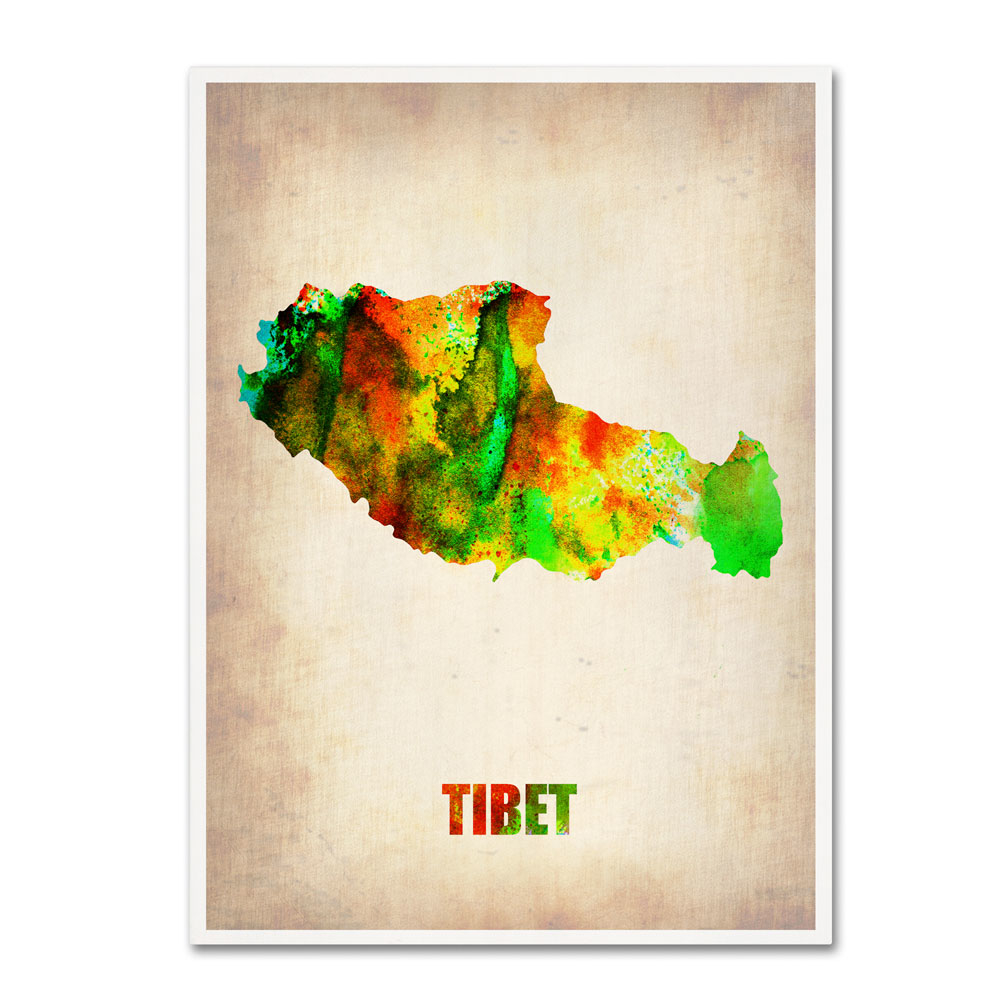 Naxart 'Tibet Watercolor Map' 14 X 19 Canvas Art