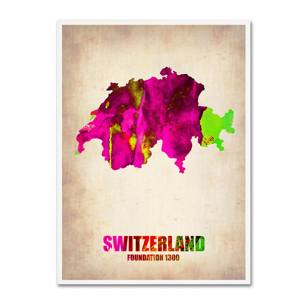 Naxart 'Switzerland Watercolor Map' 14 X 19 Canvas Art
