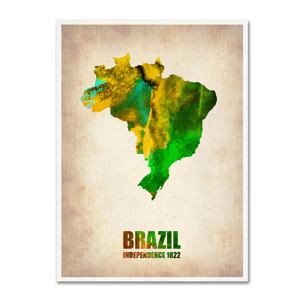 Naxart 'Brazil Watercolor Map' 14 X 19 Canvas Art