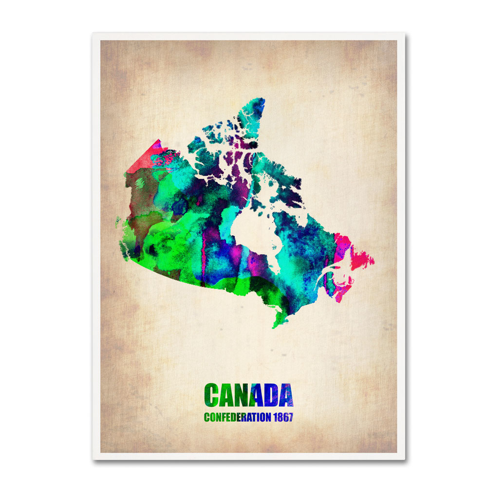 Naxart 'Canada Watercolor Map' 14 X 19 Canvas Art