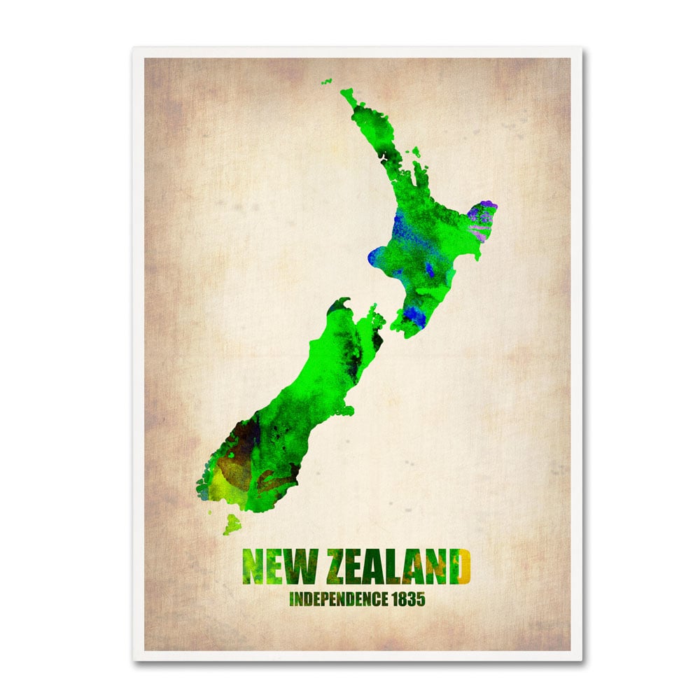 Naxart 'New Zealand Watercolor Map' 14 X 19 Canvas Art