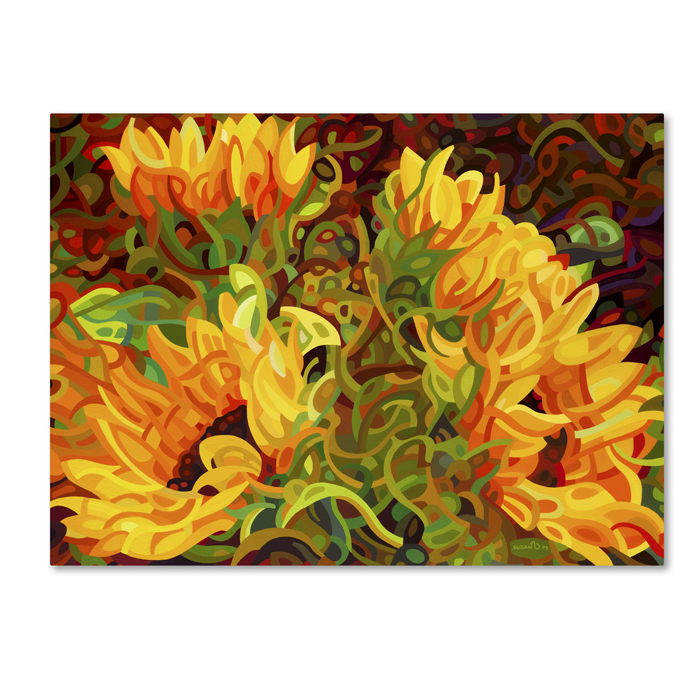 Mandy Budan 'Four Sunflowers' 14 X 19 Canvas Art