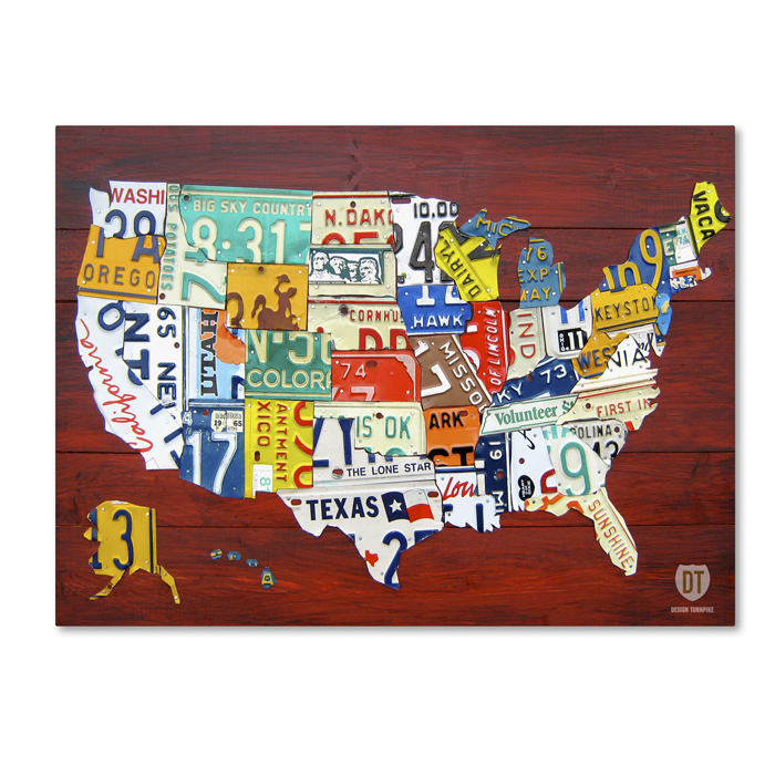 Design Turnpike 'License Plate Map USA' 14 X 19 Canvas Art
