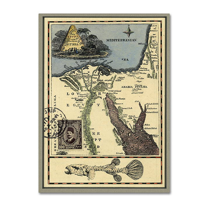 Nick Bantock 'Egypt Map' 14 X 19 Canvas Art