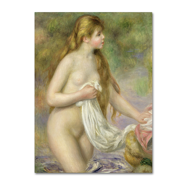 Pierre Renoir 'Bather With Long Hair C.1895' 14 X 19 Canvas Art