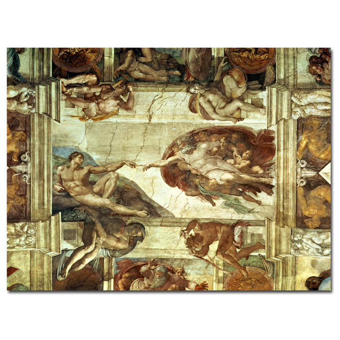Michelangelo 'The Creation Of Adam' 14 X 19 Canvas Art