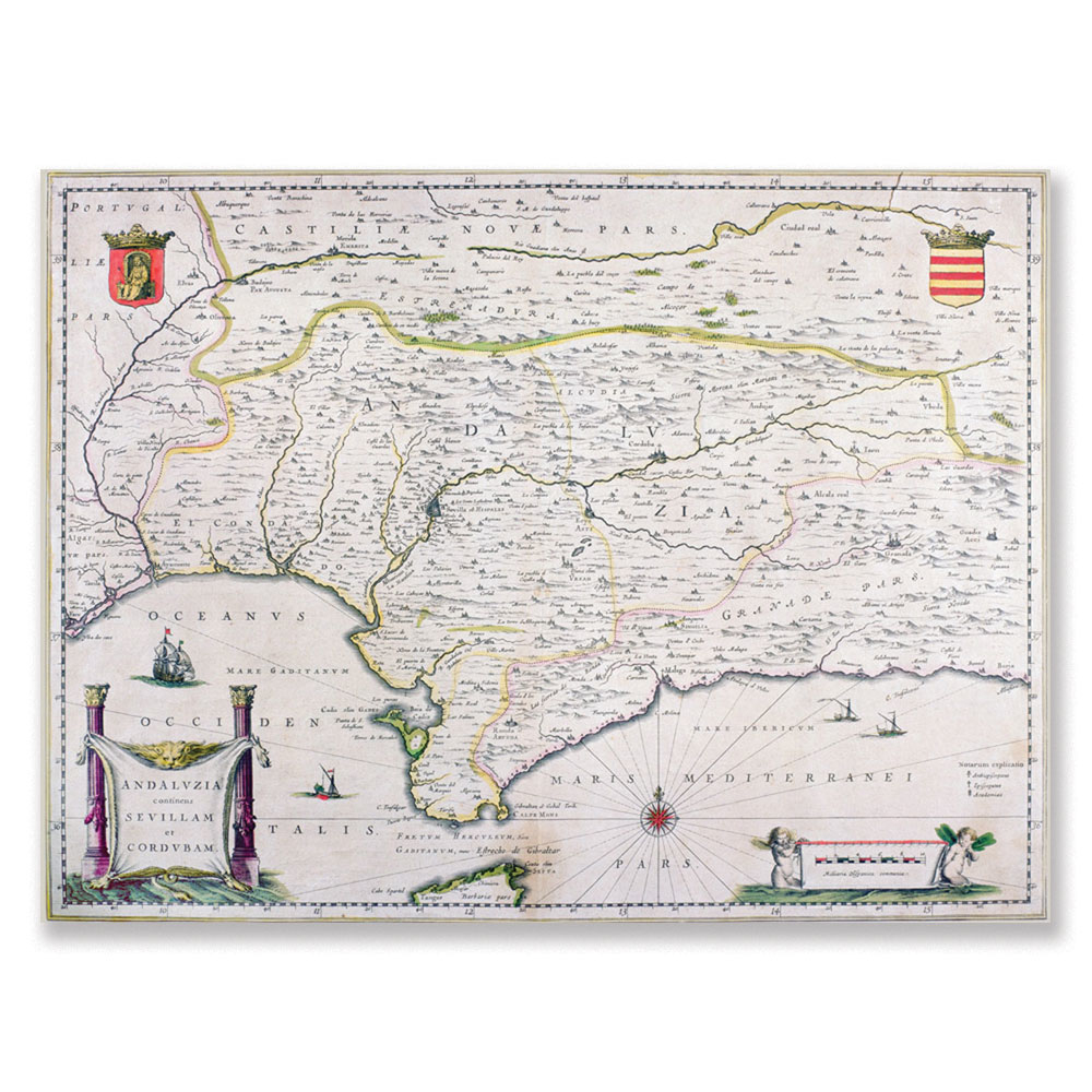 Map Of Andalusia Spain' 14 X 19 Canvas Art
