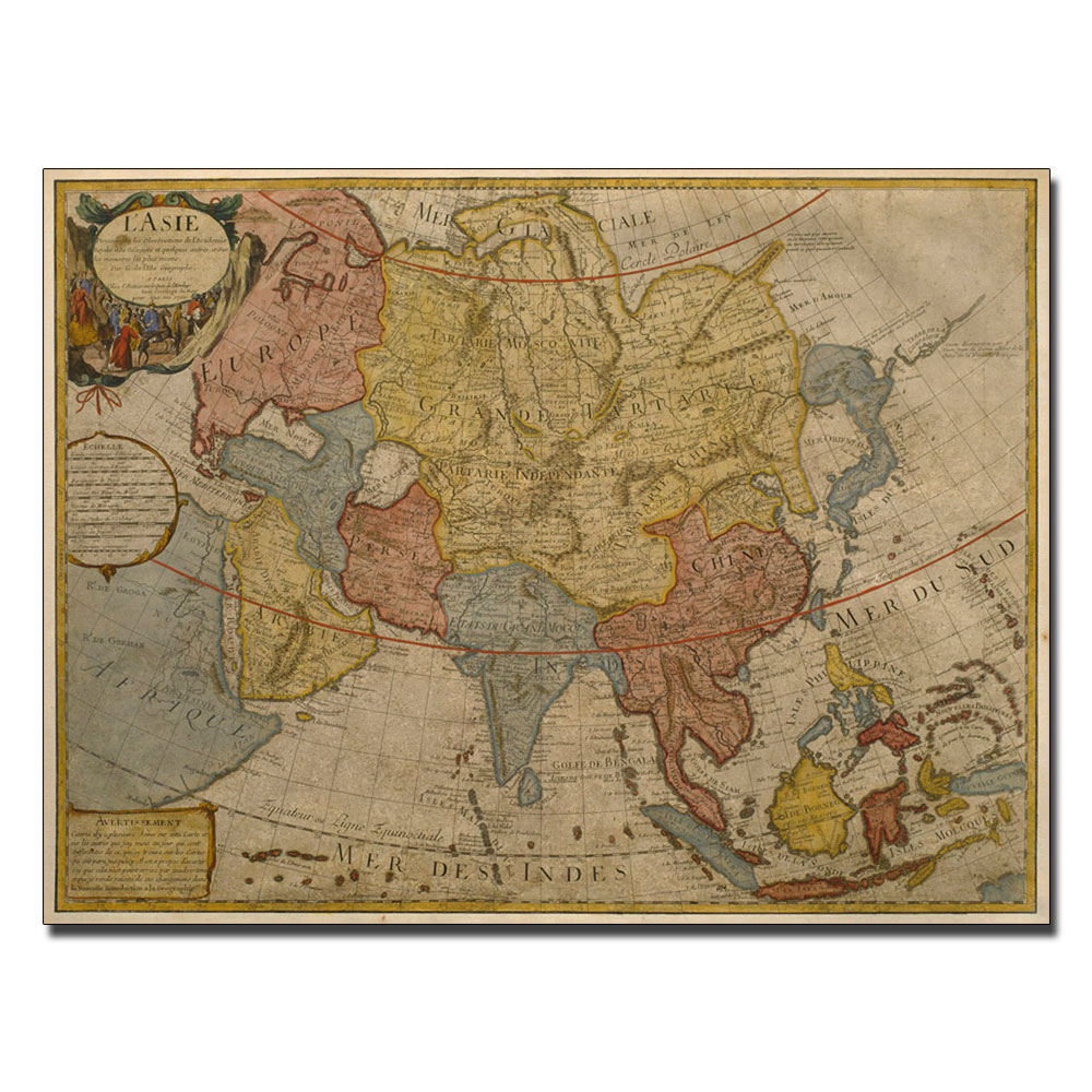 Paris Guillaume Delilse 'Map Of Asia, 1700' 14 X 19 Canvas Art