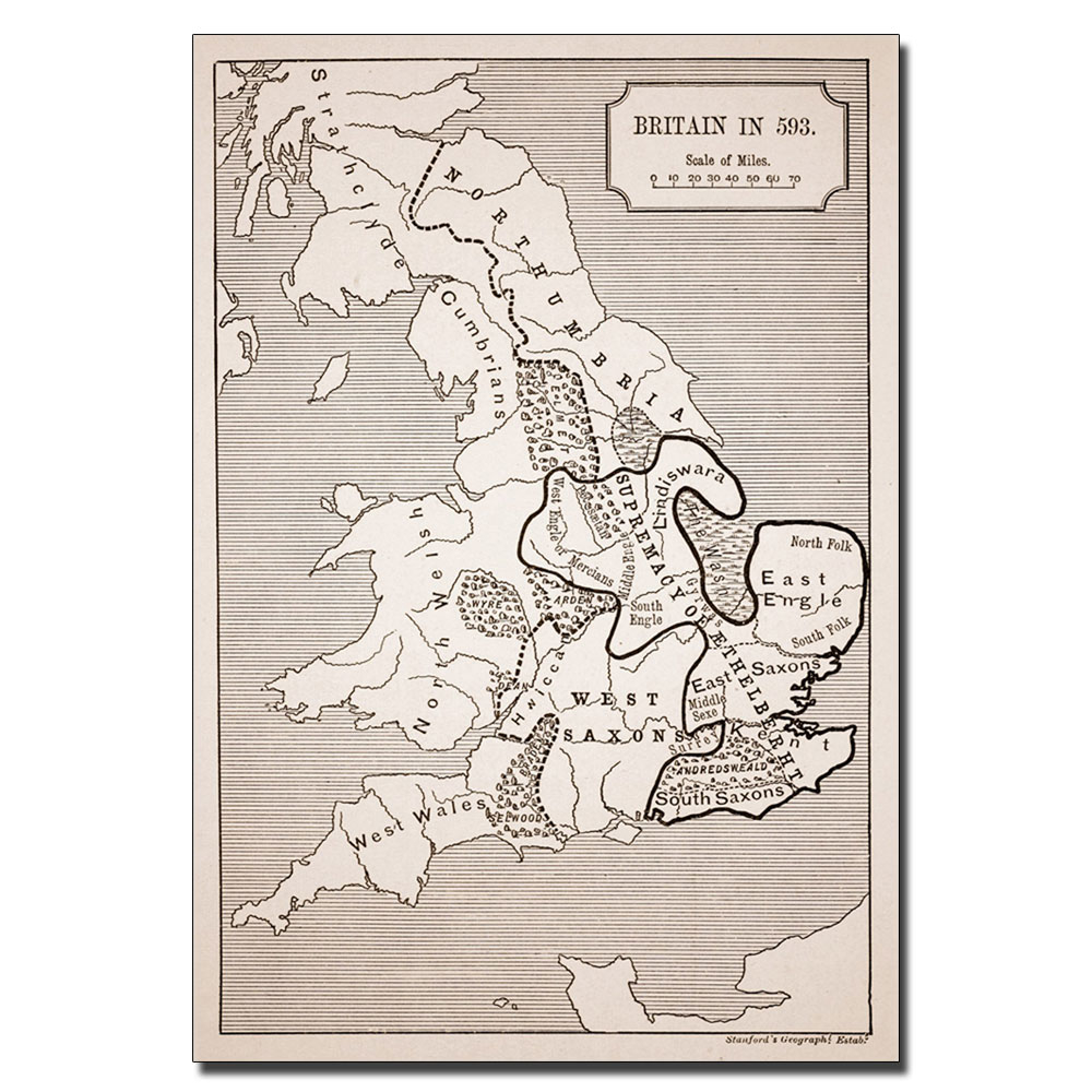 Map Of Britain In 593' 14 X 19 Canvas Art