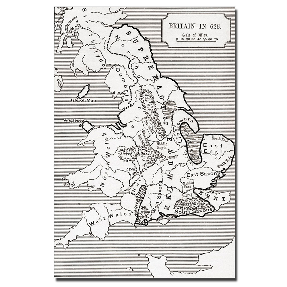 Map Of Britain In 626' 14 X 19 Canvas Art
