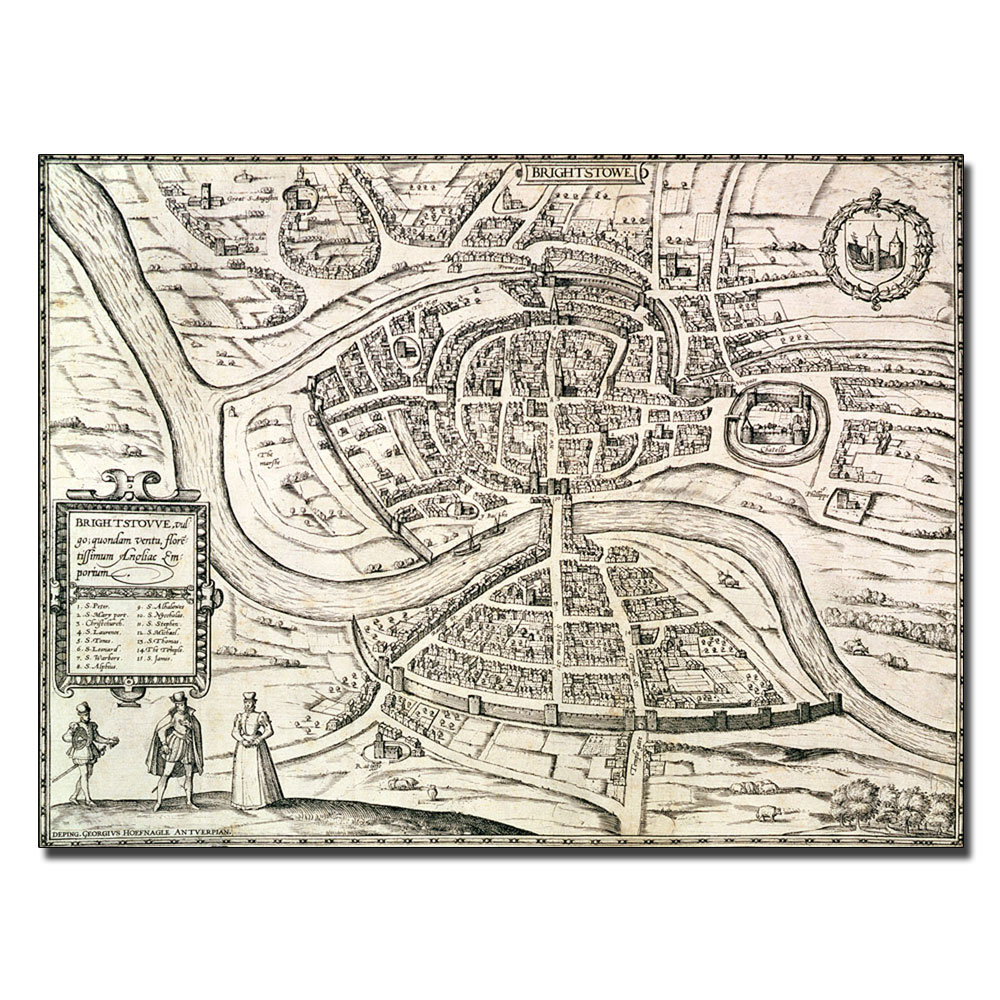 Braun Hogenberg 'Map Of Bristol 1581' 14 X 19 Canvas Art