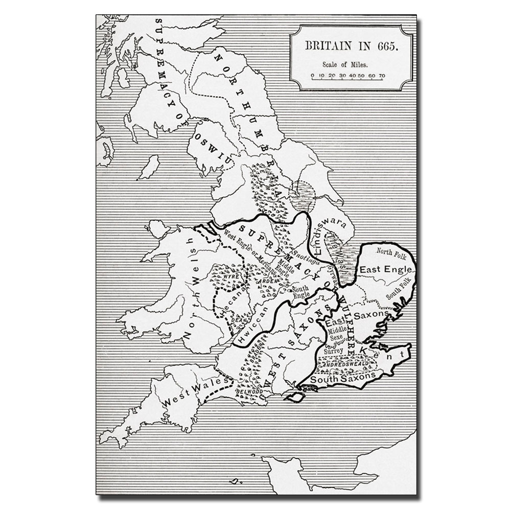 Map Of Britain In 665' 14 X 19 Canvas Art