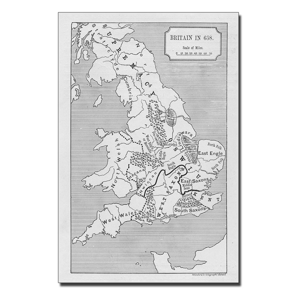 Map Of Britain In 658' 14 X 19 Canvas Art