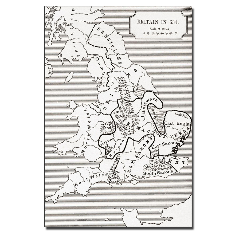 Map Of Britain In 634' 14 X 19 Canvas Art
