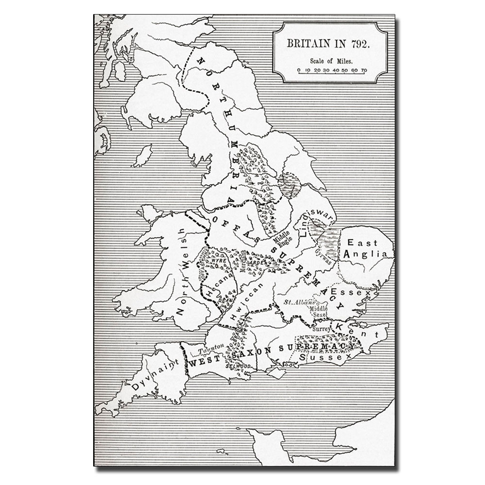 Map Of Britain In 792' 14 X 19 Canvas Art