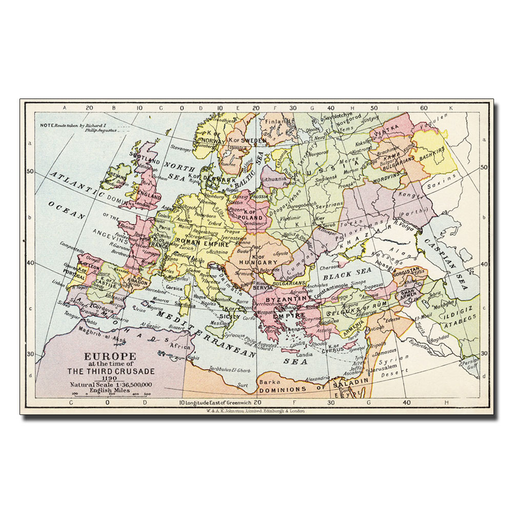 Europe At The Time Of The Third Crusade 1190' 14 X 19 Canvas Art