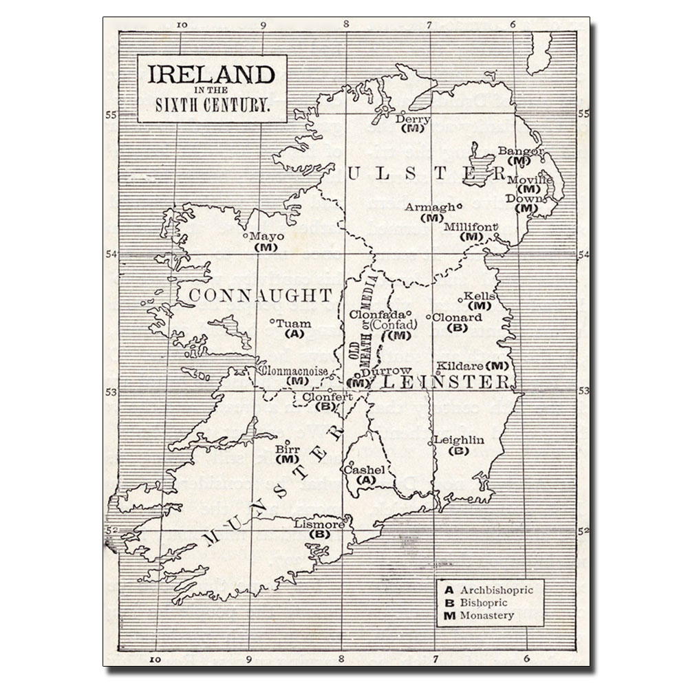 Map Of Ireland In The Sixth Century' 14 X 19 Canvas Art
