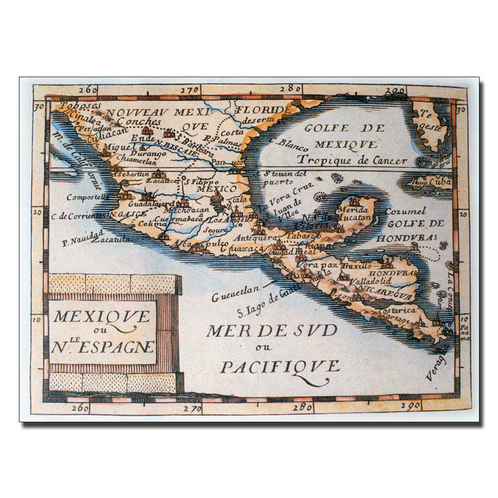 Map Of Mexico Or New Spain 1625' 14 X 19 Canvas Art