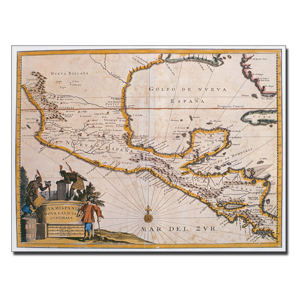 Map Of New Spain 1625' 14 X 19 Canvas Art
