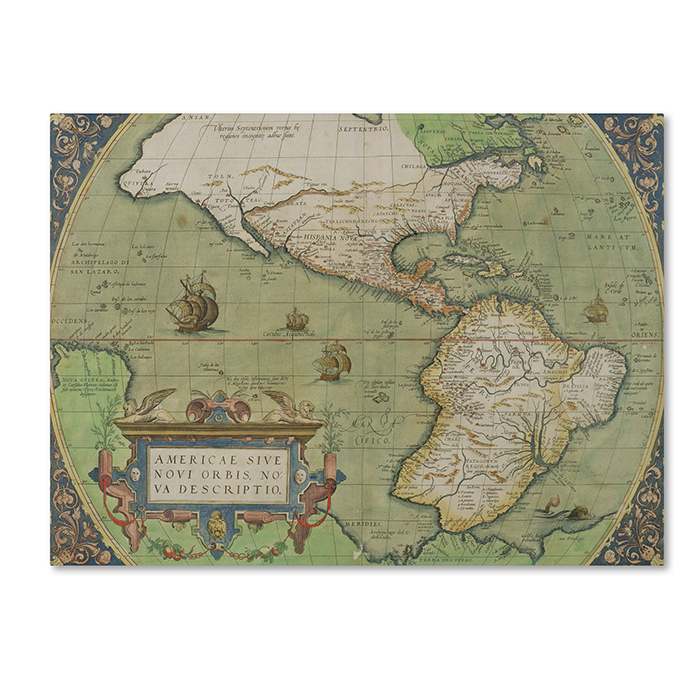 Map Of North And South America 1570' 14 X 19 Canvas Art