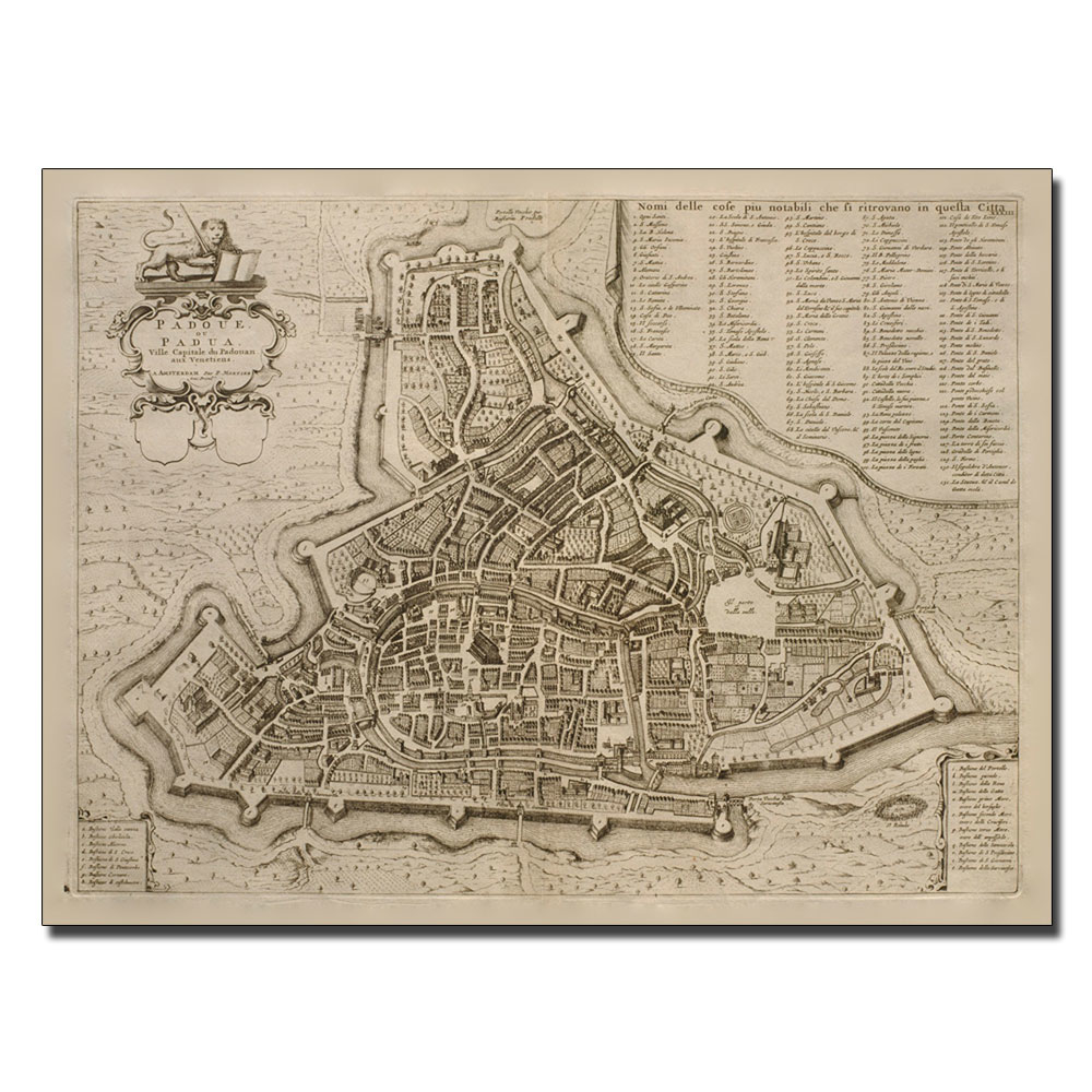 Pierre Mortier 'Map Of Padua 1704' 14 X 19 Canvas Art