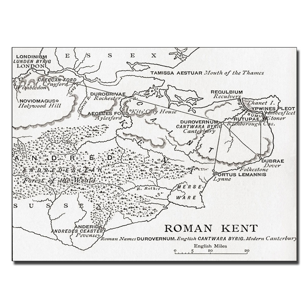 Map Of Roman Kent England' 14 X 19 Canvas Art
