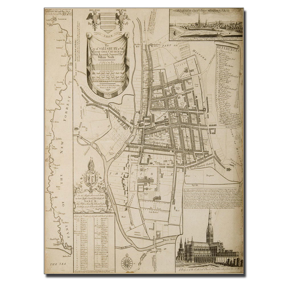 William Nash 'Map Of Salisbury 1751' 14 X 19 Canvas Art
