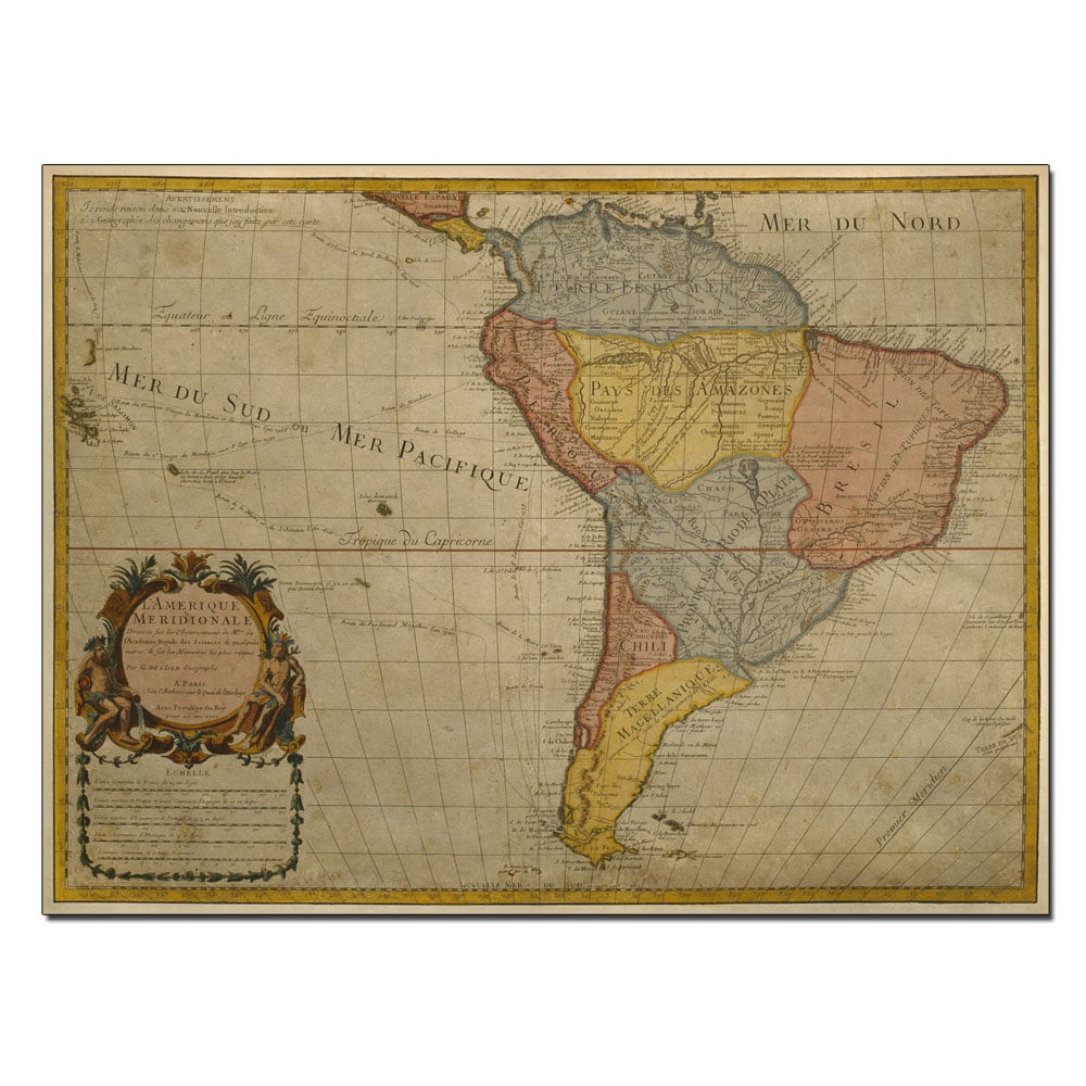 Guillaume Delisle 'Map Of South America 1700 14 X 19 Canvas Art