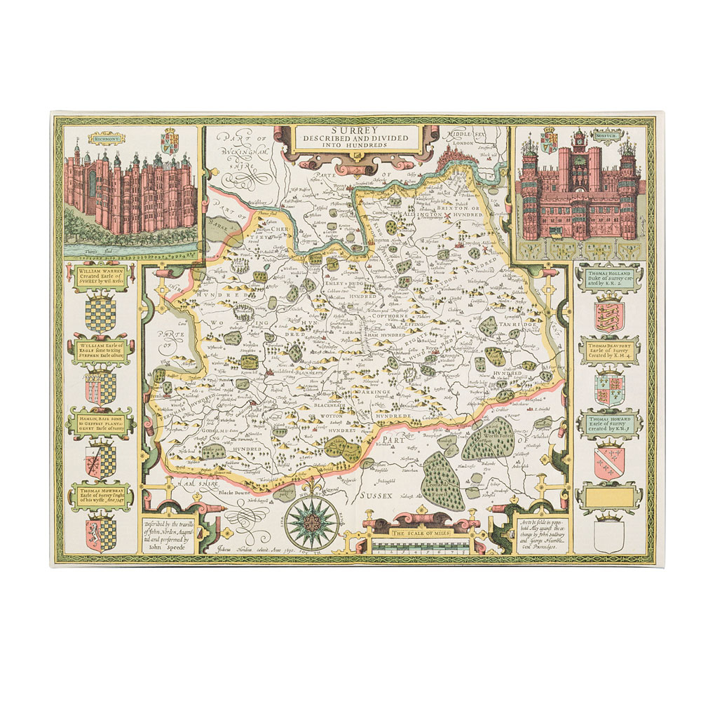 Jodocus Hondius 'Map Of Surrey' 14 X 19 Canvas Art